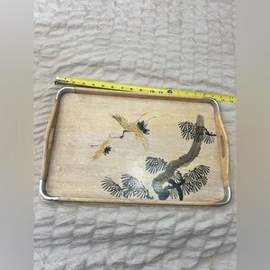 Vintage Japanese Hand Painted serving tray with cranes